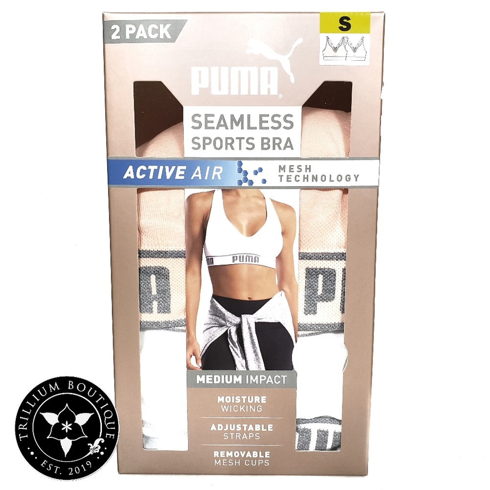 Puma Seamless Sports Bra Medium Impact 2 Pack NWT